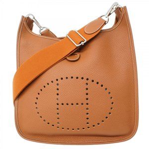 Hermes Hermès Evelyn 3PM Shoulder Bag, Taurillon Clemence Leather, Gold, Doub...